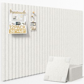 Large Cork Board for Wall 36" x 48" Ivory Bulletin Board with Safe Removable Adhesive Squares for Pictures Photos, Alternative CorkBoard Felt Pin Boards Tiles for Office Classroom Wall Decor - 12 Pack