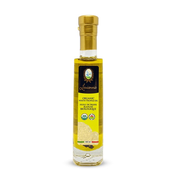 Aceite de trufa blanco natural orgánico certificado Louianna – Certificado orgánico USDA – 100 ml – fabricado con aceite de oliva virgen extra orgánico producido en Molise, Italia