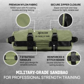 Yes4All Sandbags for Working Out, Unfilled Adjustable Sand Bags for Weight Training with Handles, Multiple Colors & Sizes 5-200lbs