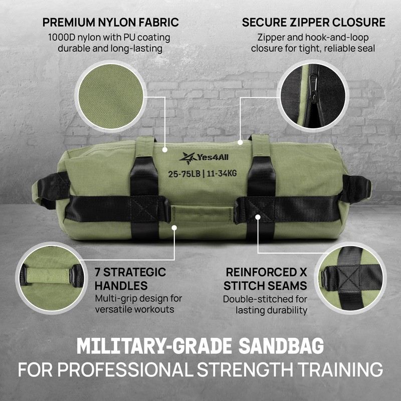 Yes4All Sandbags for Working Out, Unfilled Adjustable Sand Bags for