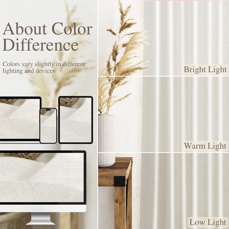 Nanspring - Cortinas naturales para café, 54 pulgadas de largo,