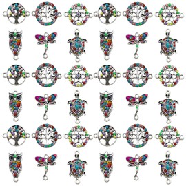 Youdiyla 36pcs Alloy enamel double hanging ethnic style set series Pendant Jewelry Making DIY Keychain Earrings Pendant Various Design Charms for Jewelry Making Bracelets Necklace (SN385)
