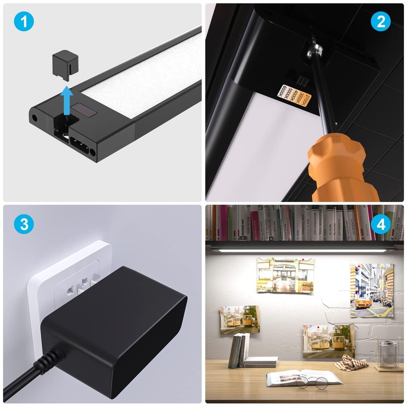WOBANE LED Under Cabinet Lighting, 24 inch Black Cabinet Light,