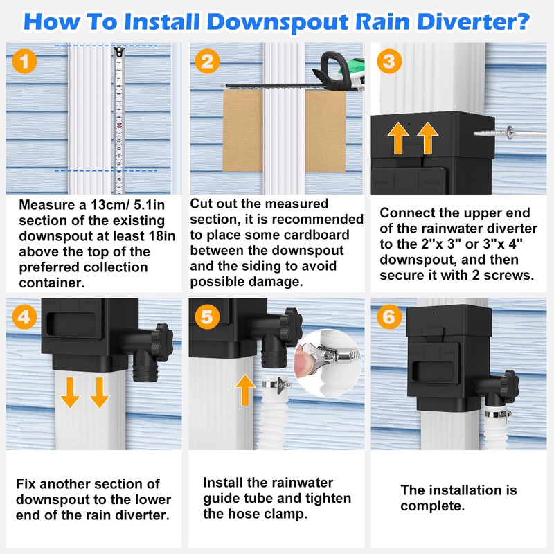 WADEO Rainwater Collection System, Downspout Diverter Fits for 2"x 3"
