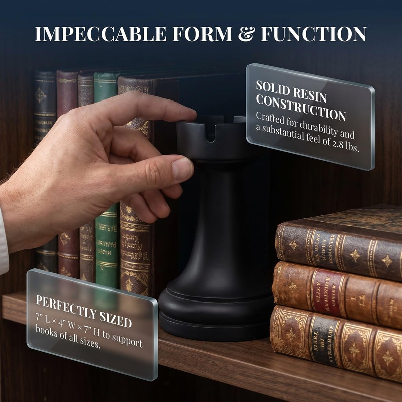 Carchistan Chess Bookends Novelty Book Holders, Decorative Book Ends Modern