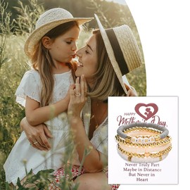 Mom Birthday Gifts Bracelet Keepsake Mothers Day Gifts for Mom Wedding Gift from Daughter Son Mama Beaded Bracelets for Women Thank You Gift for Mother on Wedding Day Mama Appreciation Present Ideas