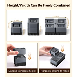 Blissfuhue Heavy Duty Bed Frame Risers - Adjustable Furniture Risers, Free Combination of Height & Width, 4-Pack Round Risers for Beds, Couches, Tables, Cabinets - Non-Slip Shockproof 1000LBS Capacity