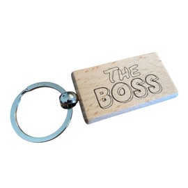Ashton and Finch The Boss Keyring Gift – Wooden Laser Engraved Key Ring Keychain
