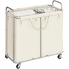 HOOBRO Laundry Basket with Wheels 2-Section Rolling Laundry Hamper Laundry
