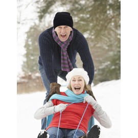 SATINIOR 1 Hole Ski Mask Winter Knitted Balaclava Warm Full Face Mask Cover Windproof Head Mask for Men Women Sports Outdoor(Large,Black)