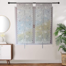 FYJS Dolly Yarn Embroidered Kitchen Curtains Curtains for Living Room Bedroom Balcony Window and Indoor 2 Panels Grey 60x240cm