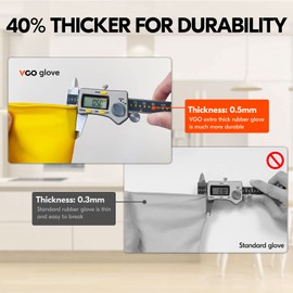 Vgo... Reusable Household Cleaning Gloves,Rubber Dishwashing gloves,Extra Thickness,Long Sleeves,Kitchen Cleaning/Working/Painting/Gardening/Pet Care(HH4601, Yellow, L, 1Pair)