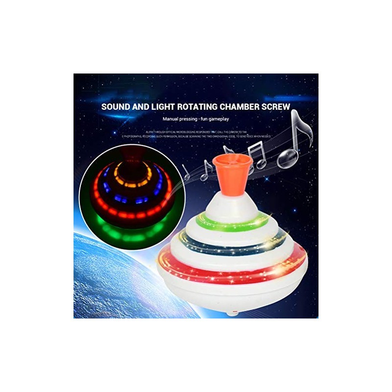 Push Down Spinning Top Toy with LED and Music Peg-top
