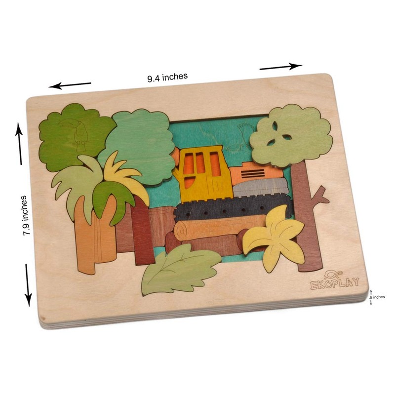 Rainforest Demolition Multilayered Wooden Puzzles for Kids | 24 Piece