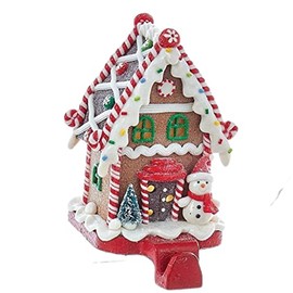 Kurt Adler Battery-Operated Gingerbread Candy House and Snowman Lighted Stocking Holder