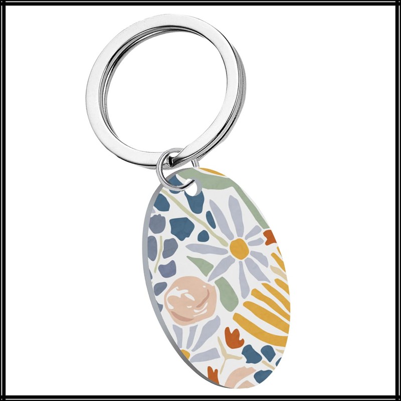 White Fang AZ377 Keychain, Floral Design, Stylish, Gift, Flower Pattern,
