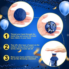 WinnerWhy 10 Pack Throw Streamers Colorful Hand Throw Confetti Poppers No Mess Paper Crackers Romantic Confetti Streamer for Wedding Birthday Graduation Celebrations Party Favor(Royal Blue)