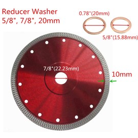 Porcelain-Blade, Tile-Blade Super Thin Ceramic Diamond Saw Blades for Grinder Tile Cutter with Adapter 7/8",20mm,5/8 Inch Abor (4 INCH RED-3PCS)