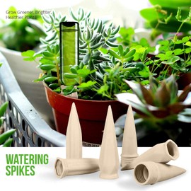 Regadera de plantas de terracota blanca de filtración lenta, paquete de 6 estacas de riego para botellas de vino, dispositivos de riego de plantas, picos de riego de plantas, dispositivos de riego automático para plantas grandes de interior y exterior