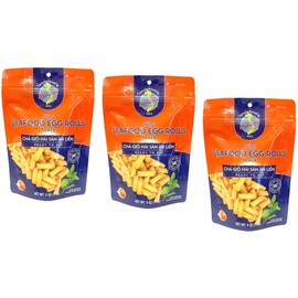 3 Packs - Mini Seafood Egg Rolls Snack Ready to Eat - Cha Gio Mini Hai San An Lien - 4 Oz per Bag with 3 Bags per Order