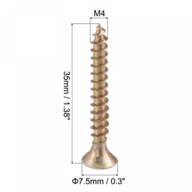 uxcell M4 x 35mm Wood Screws Phillips Flat Head Carbon Steel Color Zinc Plated Self Tapping Screws 100pcs