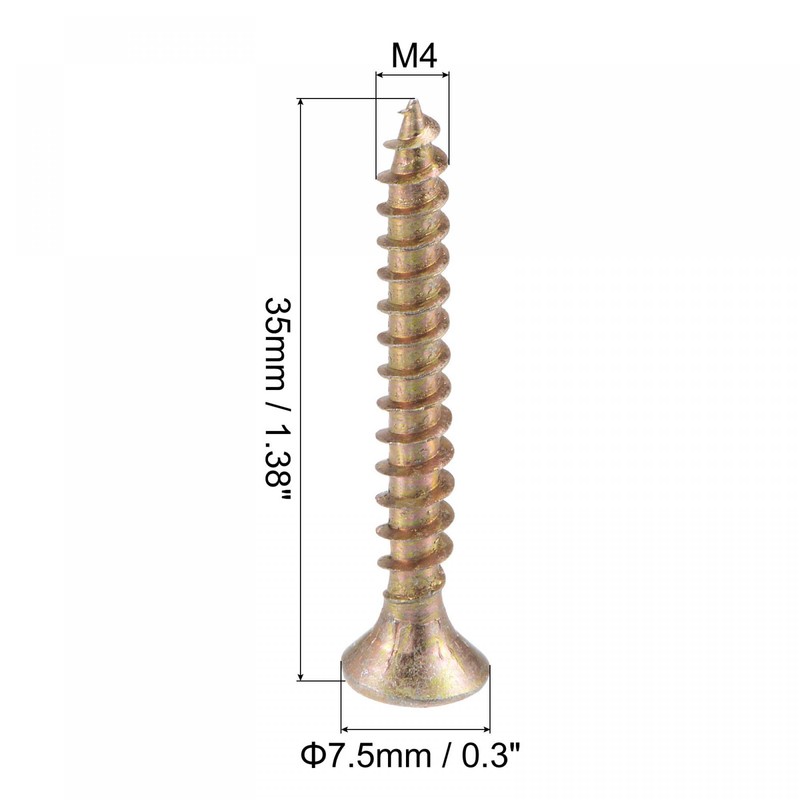 uxcell M4 x 35mm Wood Screws Phillips Flat Head Carbon