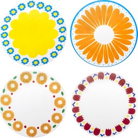 Yunox Diatomaceous Earth Coasters Round Retro Floral Pattern Set of 4 Assorted Patterns
