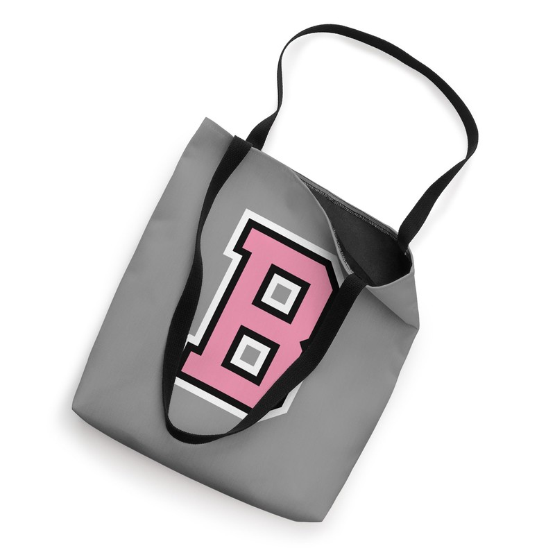 Monogram Pink Black White College Initial B Tote Bag