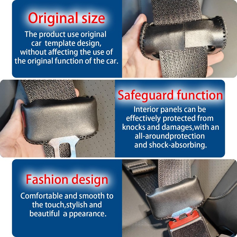 SUNBREATH Car Seat Belt Buckle Cover Leather Seatbelt Clip Protector