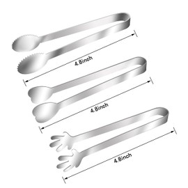 9 PCS Mini Serving Tongs,Stainless Steel Small Serving Utensils, Kitchen Tongs Food Tongs Small Kitchen Tongs forServing Food,Ice Cube,fruits,Sugar (4.8" Appetizer Tongs)