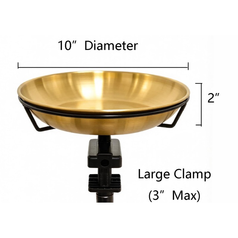 10" Bird Bath/Birdseed Feeding Tray with 3" Clamp Railing/Fence Mount