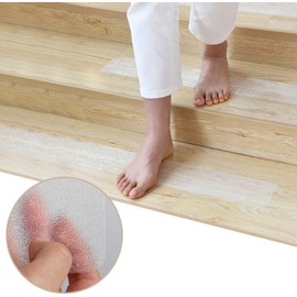 Stair Mat, Anti-Slip, 15 Pieces, Free Cut, Waterproof, Indoor and Outdoor Use, Anti-Slip, Soundproof, Fall Prevention, Suction Mat, Carpet, Non-Toxic Material, PEVA, Stylish, Simple, Transparent, Scratch-Resistant