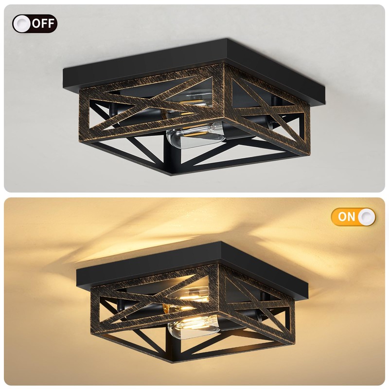 ZHU YAN 2 Pack Farmhouse Flush Mount Ceiling Light,Rustic Flush
