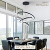 AIRYPHANT Modern LED Chandelier 3 Rings Black Chandelier Dimmable LED