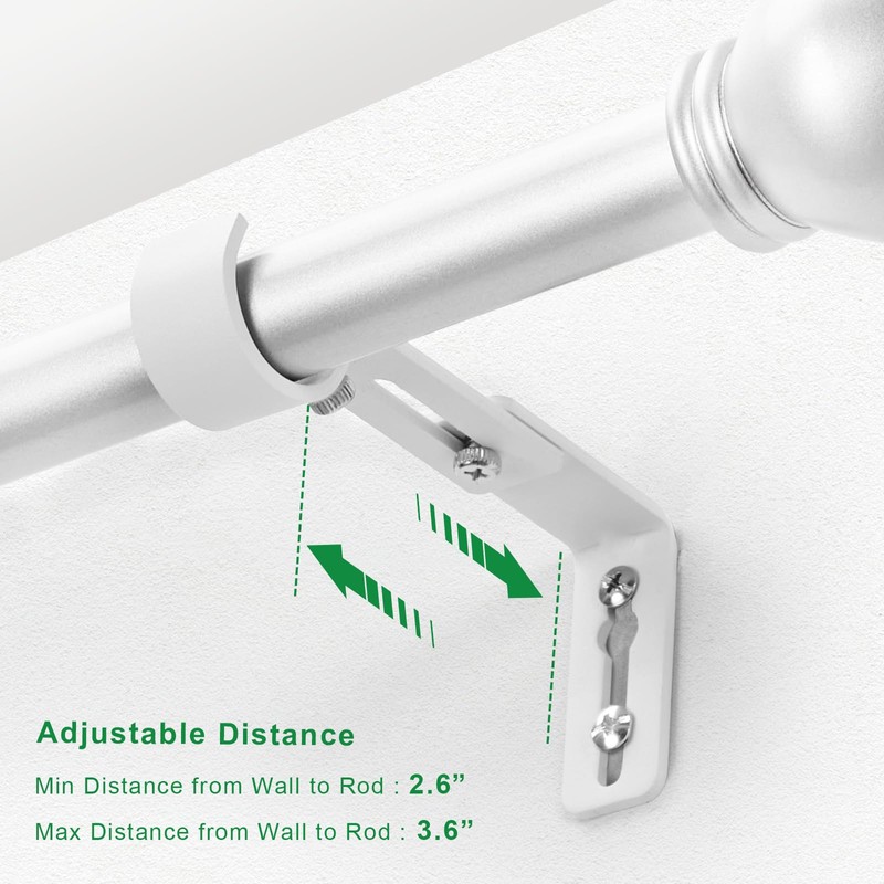 LLPJS Curtain Rod Bracket Adjustable, Drapery Rod Holder Hooks Support