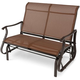 Nightcore Patio Rocking Chair, 2-Person Swing Glider Bench w/ Breathable Fabric, Natural style Rocker w/ High Backrest & Steel Frame, Outdoor Loveseat w/ 660 lbs Weight Capacity for Backyard, Garden