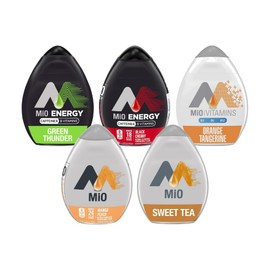 Mio Water Enhancement Variety Pack Includes Green Thunder, Black Cherry, Orange Tangerine, Sweet Tea and Mango Peach 1.62 Fl Oz each (Pack of 5)