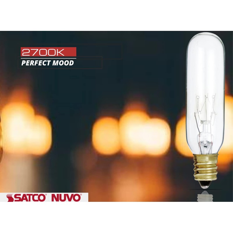 Satco S3912 145V Candelabra Base 15-Watt T6 Switchboard Bulb, Clear