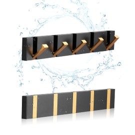 MrsJeggy 2 Pack，Bathroom Towel Hooks for Wall，Black Gold Wall Hooks for Coats，Towel Hooks for Bathrooms，Perforated or Free Perforated，Black Gold Towel Hooks，Towel Door Hooks，Also for Balcony，Kitchen.