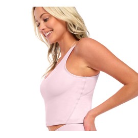 Natural Uniforms Women’s Longline Wirefree Padded Medium Support Sports Bra, Pink, XS