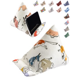 STEPHAN AND THEODORE Handmade Phone Pillow Holder - The Wedge Mobile Device Stand - Fabric Phone Stand for All iPhones, All Smartphones! 7 x 6.1 x 5.5 Inches (Dogs Multicolor)