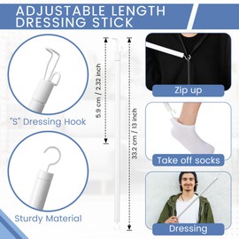 Domensi 6 Pcs Total Hip Kit with Leg Lifter Hip Back Knee Replacement Recovery Aid for Seniors Pregnant 32'' Foldable Grabber Sock Assist Device No Bending Shoe Horn Dressing Stick Bath Sponge (Green)