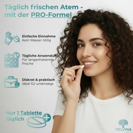 Delvina Mundflora PRO 90 Lozenges - Fresh Breath - 5 Bacterial Strains with Vitamin D3, Zinc, Inulin for Oral Hygiene - 270 Billion CFU per Tin - Mint Flavour - Vegan, Sugar-Free, Gluten Free