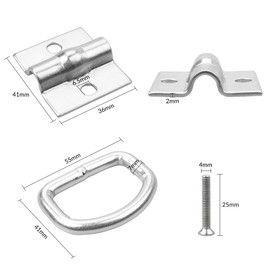 D-Ring Tie Downs, 4 Pack Cargo Tie Downs Anchors D Lashing Rings Heavy Duty with 8Pcs Screws for Load Securing in Trailer Truck Boat Cars Kayak