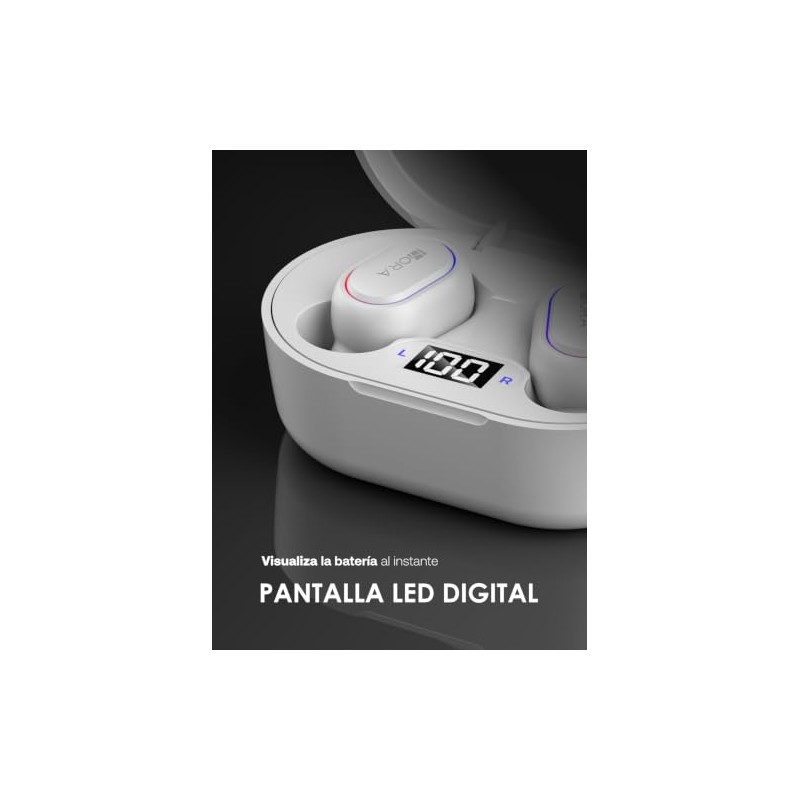 1 Hora Audífonos Inalámbricos Bluetooth con Pantalla LED