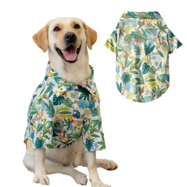 Harikaji Dog Hawaiian Shirt, Summer Pet Clothes Large Dog Cool Costume Beach T-Shirt for Medium Large Dog(White,4XL)