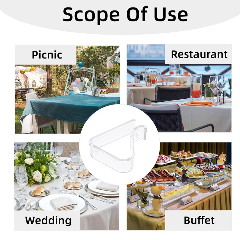 Pack of 8 tablecloth clips, transparent table clips, outdoor tablecloth
