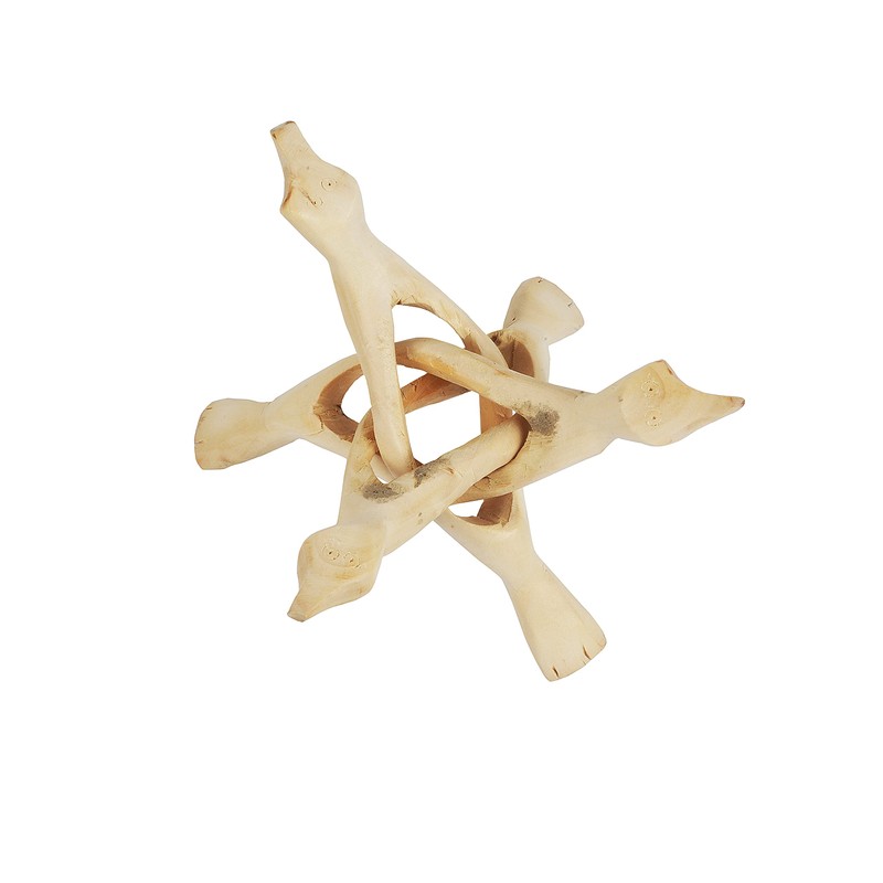 Indian Consigners Wooden Tripod Stand, Kobra Design (Natural White, 8