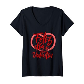 Womens Feliz dia de San Valentin V-Neck T-Shirt
