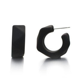 RUOFFETA Acrylic Small Chunky Hoop Earrings, Lightweight C Shape Open Hoops Candy Color Trendy Earrings Dainty Jewelry for Women(Black)